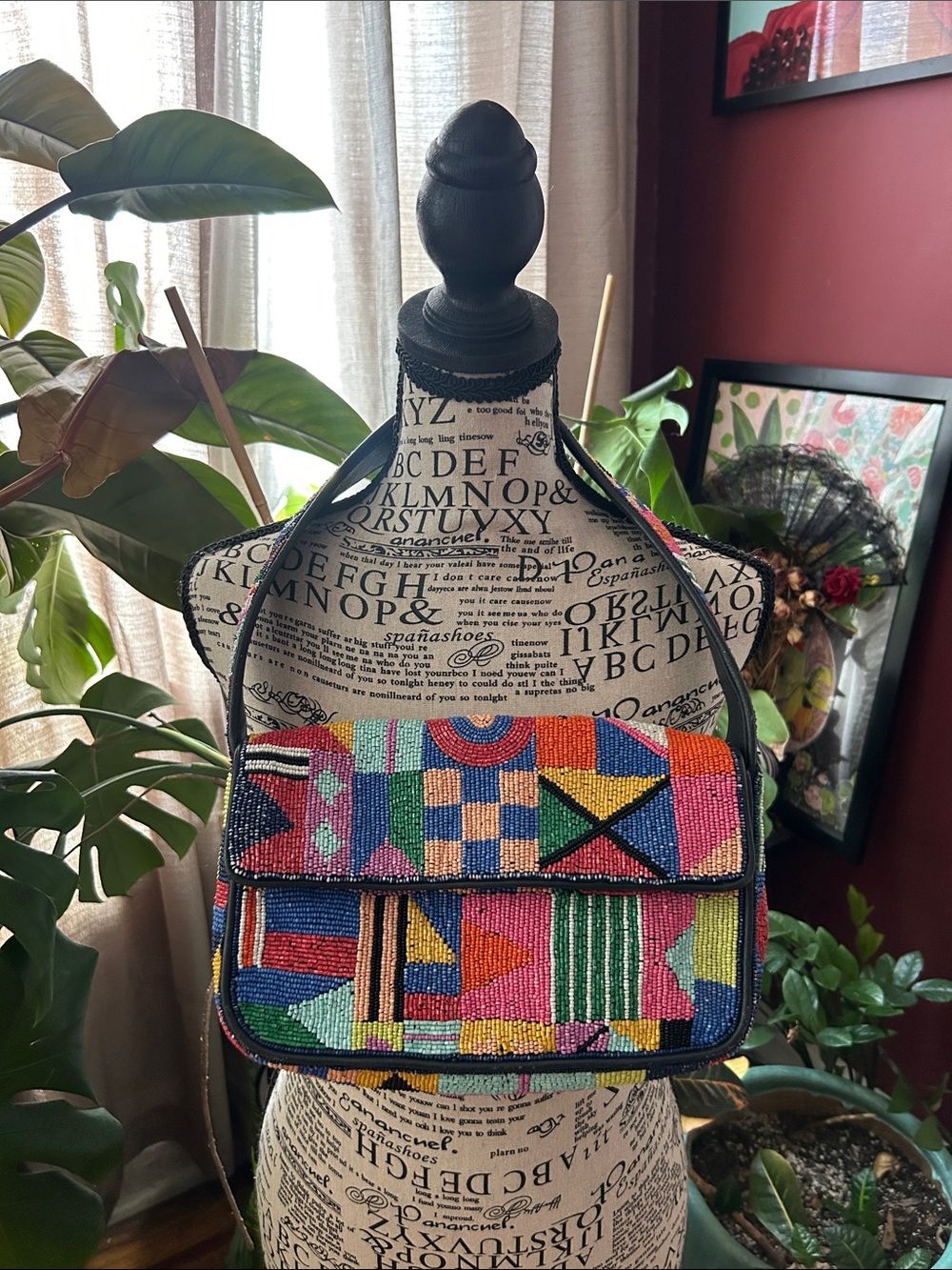 STAUD Multicolor Beaded Geometric bag